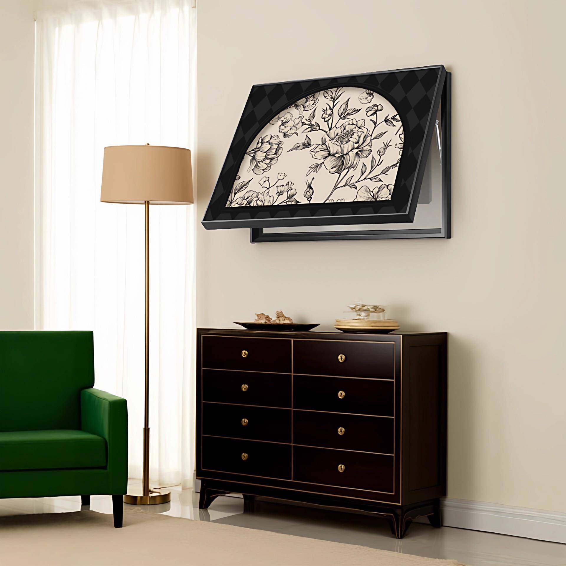 黑白花卉免打孔电表箱装饰画中古风法式壁画配电箱网线盒遮挡挂画