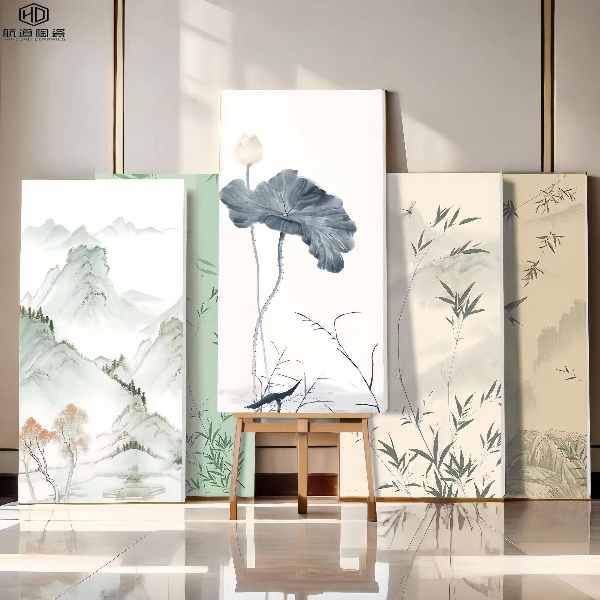 宋式美学瓷砖600x1200花砖中古风卫生间厨房厕所墙砖荷叶艺术花片