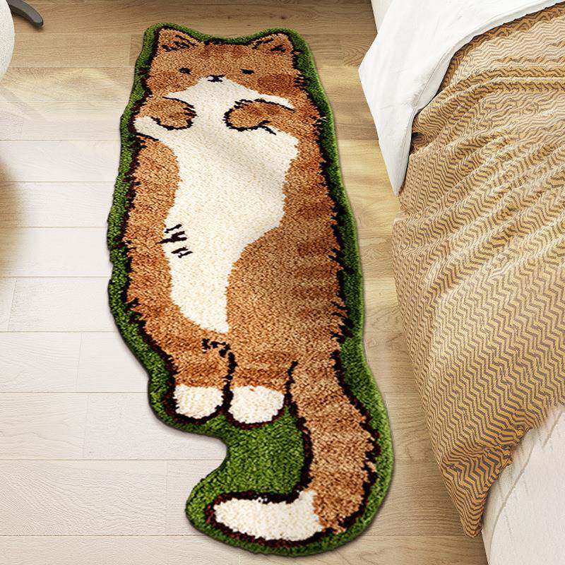 猫咪植绒地毯簇绒卡通风保暖隔凉卧室地毯全铺儿童房装饰毯可