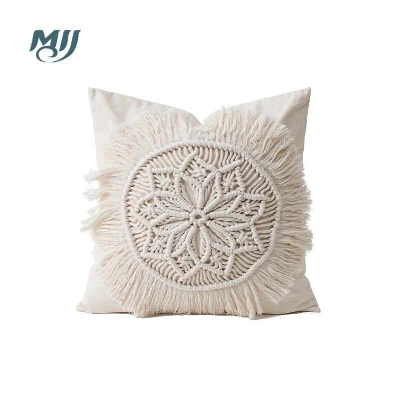 编绳流苏抱枕套手工编织抱枕靠垫客厅卧室沙发几何图案装饰枕头套