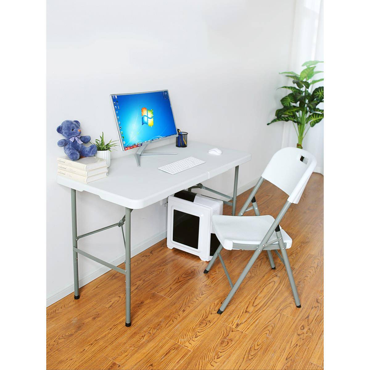 J^可折叠桌子摆摊户外便携简易家用塑料长条桌椅长方形餐桌学习书