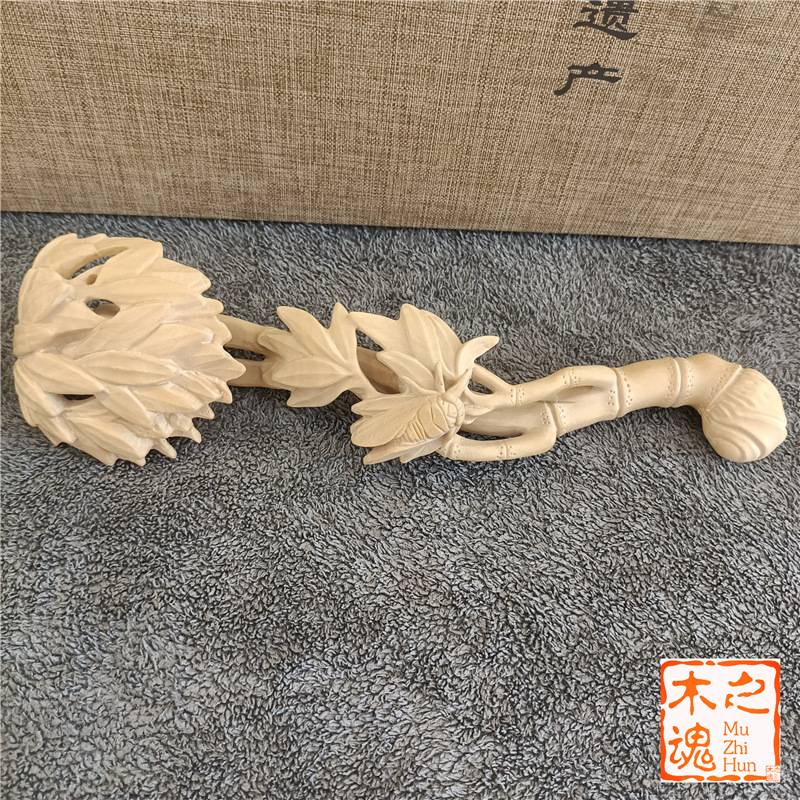 小叶黄杨木雕刻客厅把玩竹节如意手把件家居饰品车摆件挂件工艺品