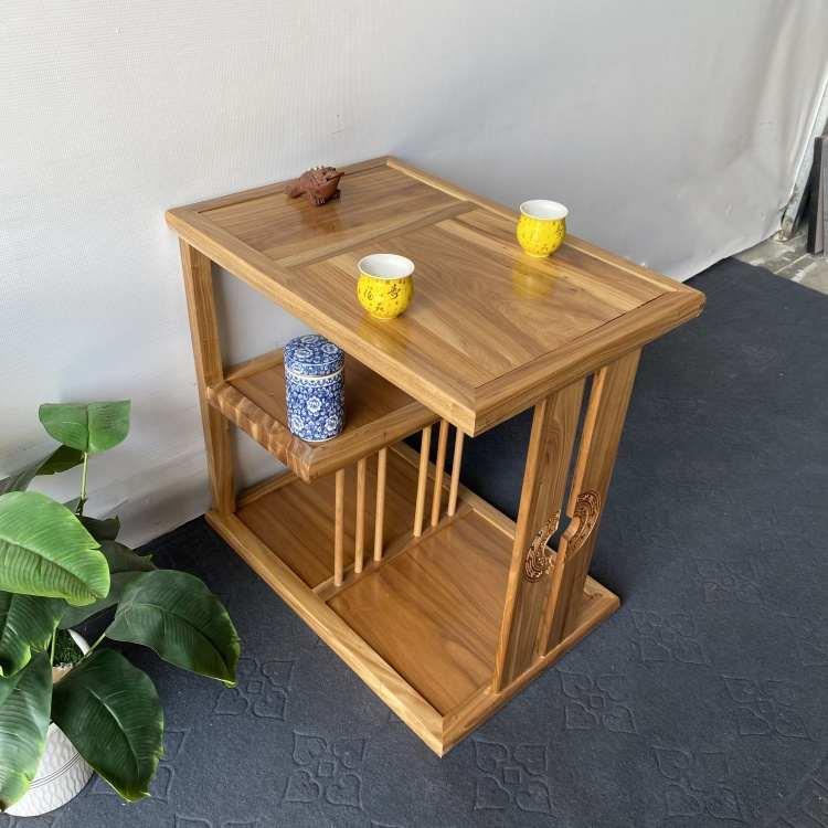 老中式实木角物小ZVK客型榆木仿古茶用厅新家一体茶桌雕刻台储烧
