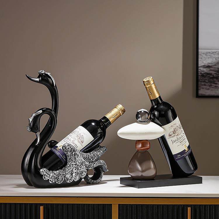 欧式红酒网红酒瓶架轻奢创意天鹅摆件家居客厅电视酒柜装饰品