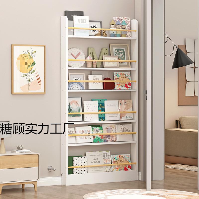 实木书架门后儿壁童33496绘本架超薄架置物收过道纳柜白色挂薄窄