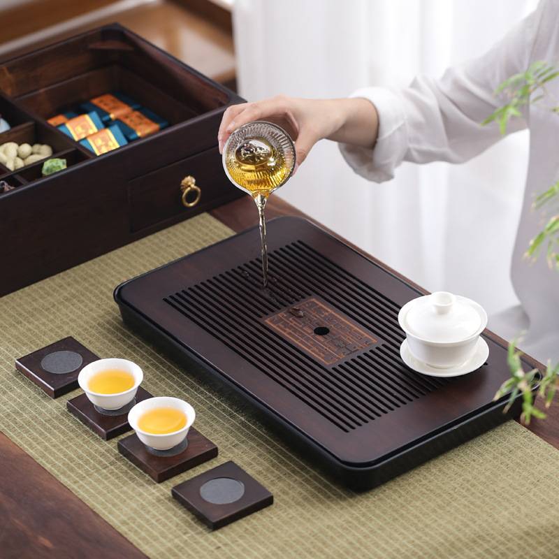 多功能茶盘小茶台套装泡茶台茶室茶具收纳盒竹制功夫蓄水蓄水设计