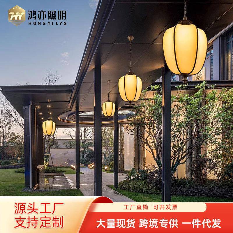 新中式吊灯庭院走廊装饰照明灯接电款复古风led灯饭店酒楼氛围灯