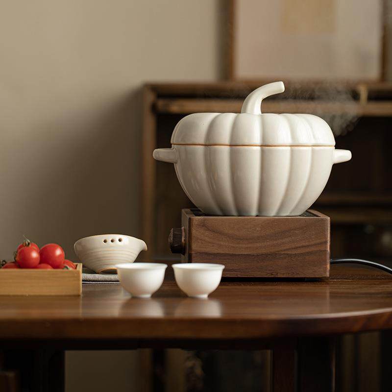 苏打釉南瓜壶茶勺套装家用煮茶烧水壶陶瓷古法茶壶围炉煮茶泡茶壶,餐饮具,茶壶,淘宝优惠券,粉丝福利购,淘宝优惠卷