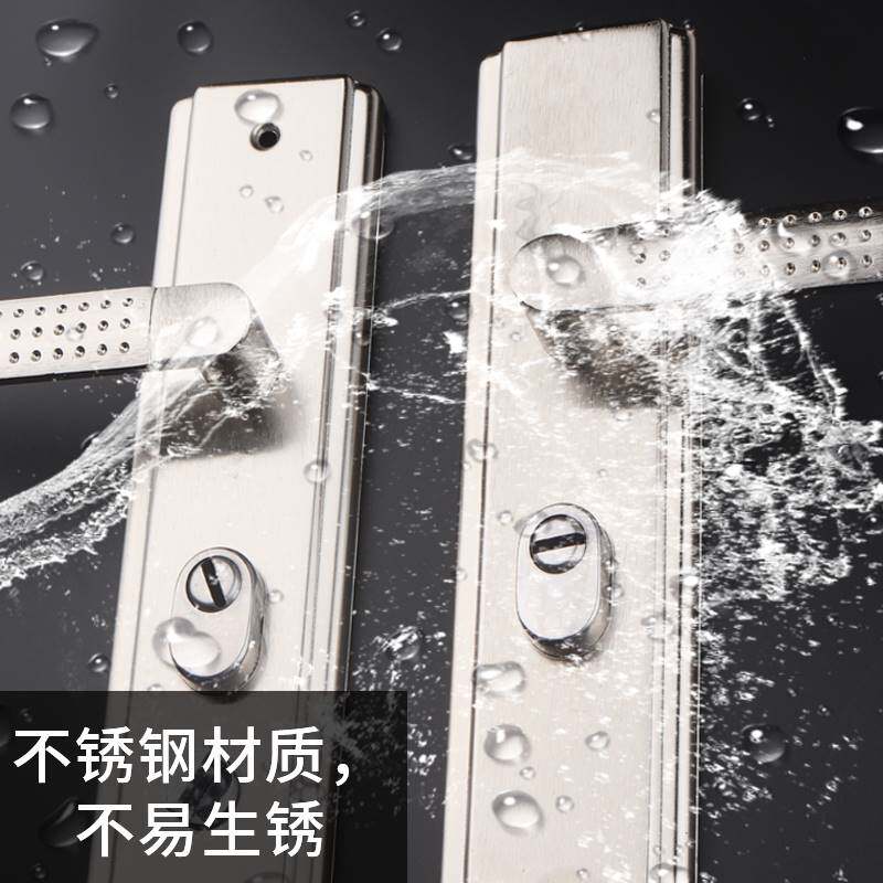 防盗门门锁不锈钢把手面板换新家用单元小区大门机械执手锁具配件