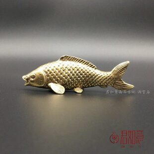 年年有鱼铜器 实心黄铜铜鲤鱼小摆件 迷你小鱼儿铜艺小鲤鱼 铜鱼