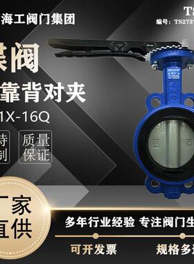 对夹蝶阀D71X-16Q软密封球墨铸铁DN50DN80海工阀门集团蝶形中线式