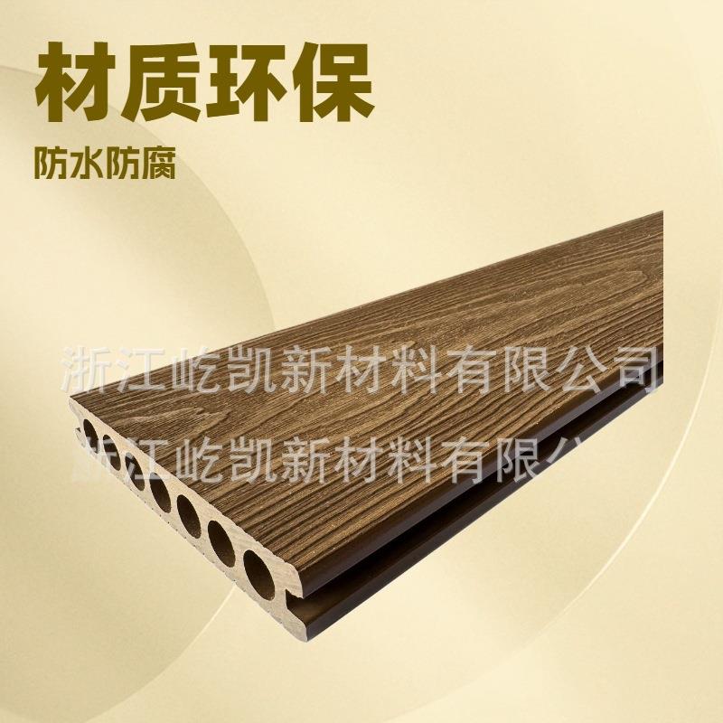跨境阳台别墅庭院园林工程户外3D压纹7圆孔塑木防腐木塑木地板