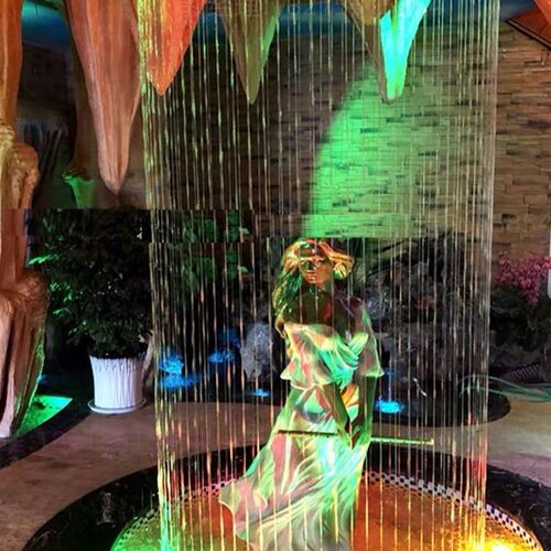 拉丝水幕帘喷泉室内光纤拉线水帘流水墙数字水帘瀑布流水帘景观