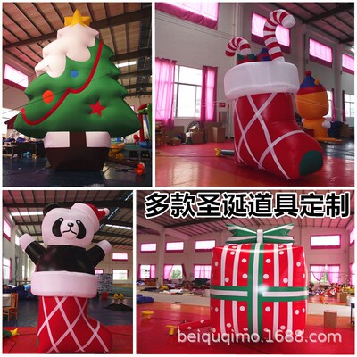 充气爬墙圣诞老人气模雪人卡通拱门圣诞节装饰商场美陈加厚模型