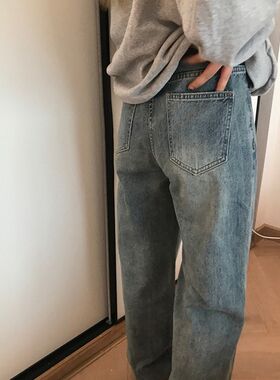 微胖女生穿搭大码牛仔裤女胖妹妹mm宽松显瘦阔腿长裤适合胯大腿粗