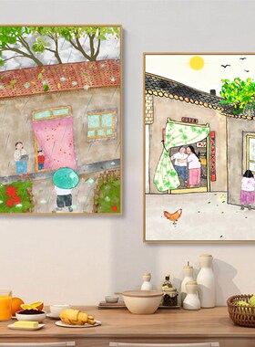 新中式餐厅装饰画小众艺术饭店背景墙面壁画客厅民宿禅意茶室挂画