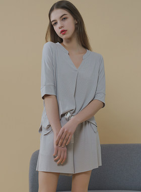 家居服女可出门休闲睡衣夏季x薄款短袖短裤套装韩版宽松冰丝两件