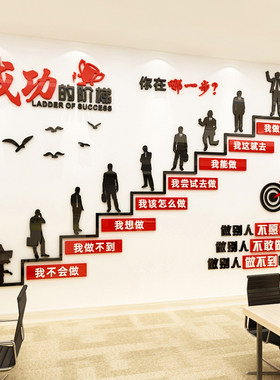 成功的阶梯励志墙贴亚克力3d立体标语公司企业文化墙面办公室装饰