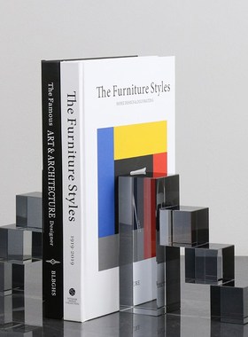 北欧简约轻奢磨砂水晶阶梯书挡摆件现代样板房间酒店台阶书立书靠