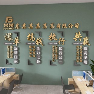 公司名logo定制团队激励文化背景墙装 饰励志企业标语墙贴3d立体字