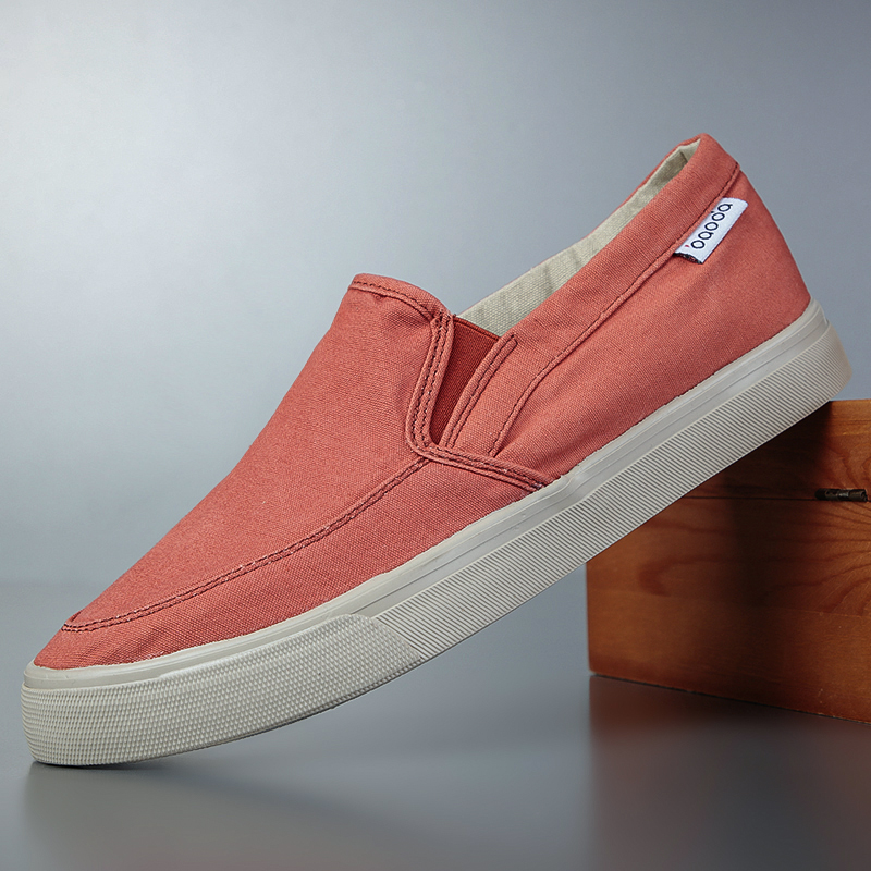帆布鞋男秋季新款透气休闲男鞋套脚一脚蹬懒人鞋平底百搭板鞋潮流