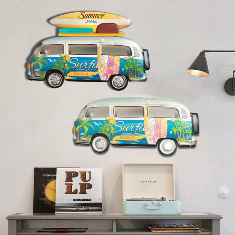 美式复古怀旧旅行汽车铁皮画酒吧网咖餐厅儿童房间墙面装饰壁挂件