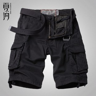 短裤 多口袋黑色中裤 户外五分裤 夏季 大码 宽松直筒工装 休闲短裤 男士
