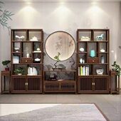 实木博古架新中式 多宝阁办公室储物柜展示柜客厅隔断玄关柜置物架