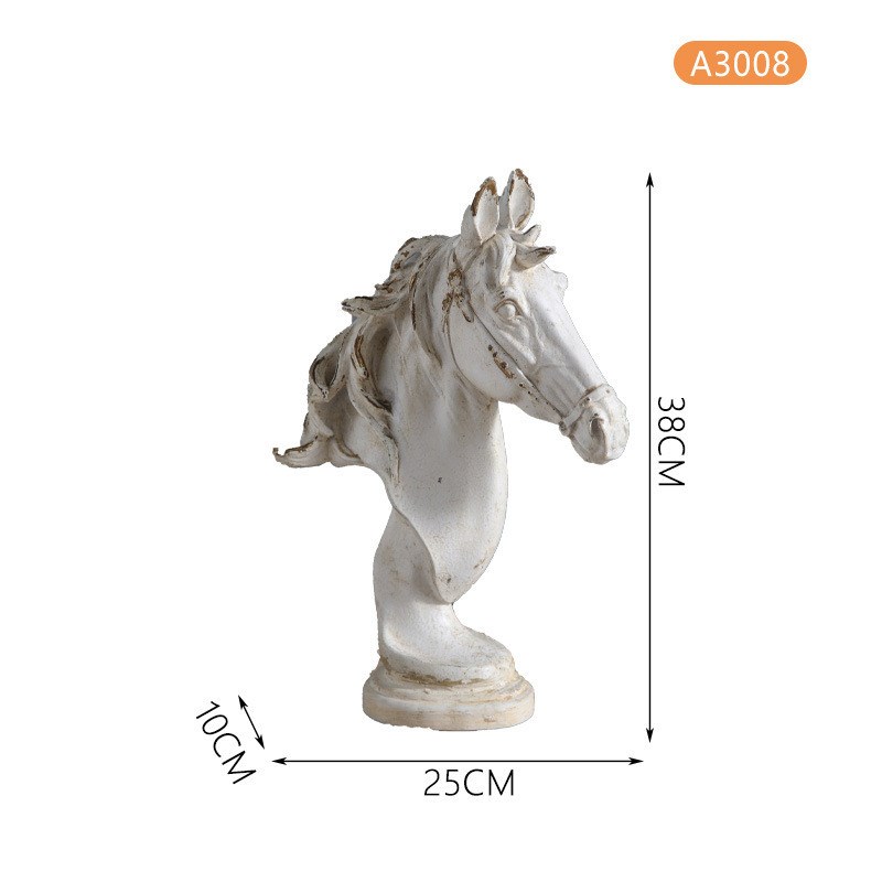 法式复古树脂玄h关摆件马头创意工艺品客厅电视柜装饰品马到成功