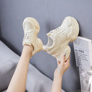 内增高女鞋8cm2024新品休闲运动鞋老爹鞋小个子配裙子鞋子小白鞋