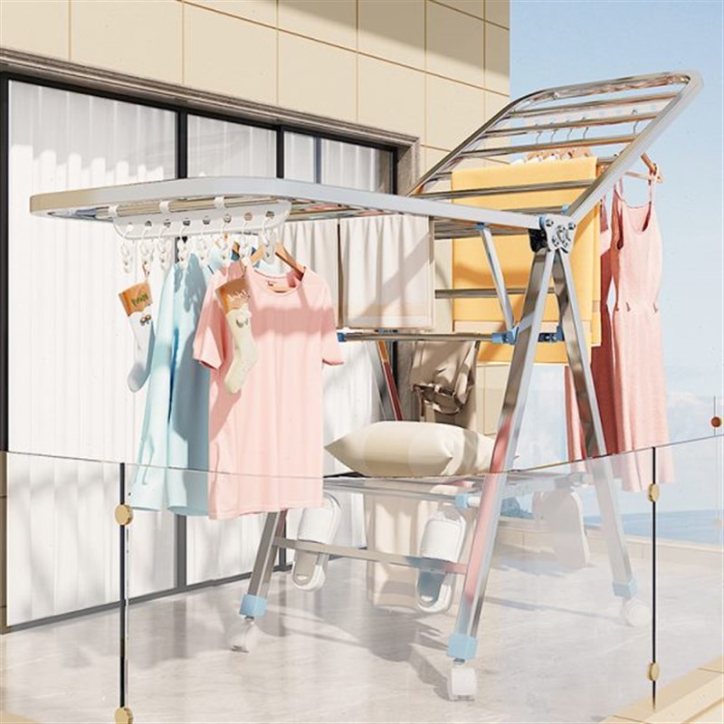 不锈钢晾衣架落地折叠卧室阳台凉衣架家用衣服架晾衣杆晒被子神器