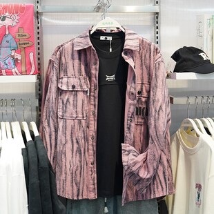 衣两件套男式 款 翻领宽松牛仔外套衬衫 T恤2025春季 内搭圆领长袖 衫