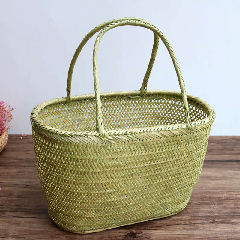 竹编小竹篮买菜篮鸡蛋手提篮子购物篮菜筐厨房收纳篮水果采摘篮