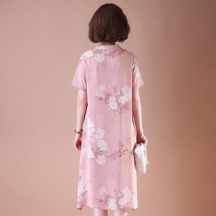 妈妈夏装 中年人气质长裙50岁 洋气连衣裙中老年女旗袍裙子2024新款