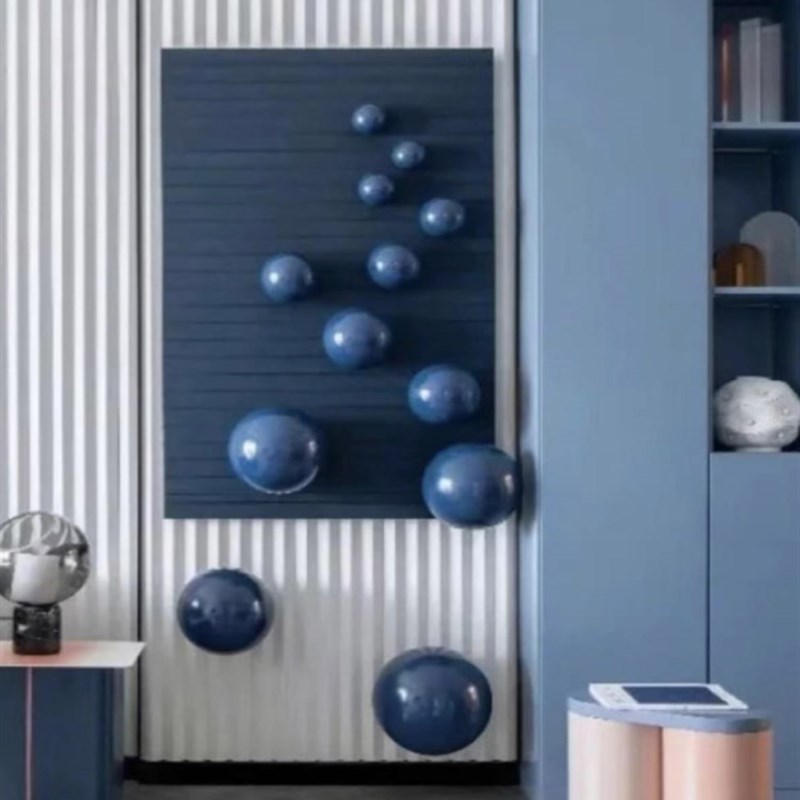 现代玄关装饰画过道走廊挂画实物立体球装置壁画样板间会所定制