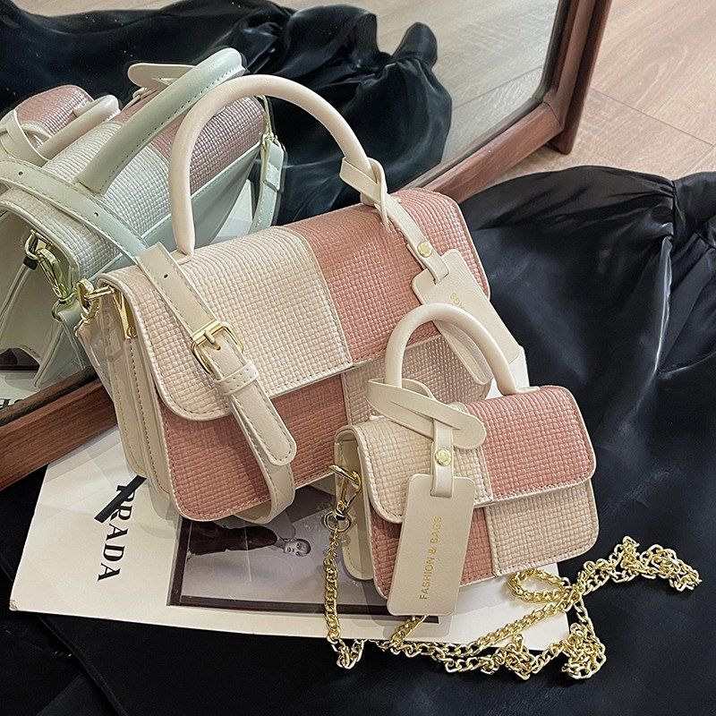 高颜值迷你撞色小包包女2024新款高级感洋气单肩小方包百搭斜挎包,箱包皮具/热销女包/男包,小方包,淘宝优惠券,粉丝福利购,淘宝优惠卷