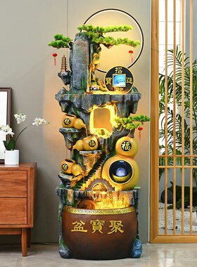 风车流水摆件循环水客厅招财办公室高档假山喷泉开业生财风水轮