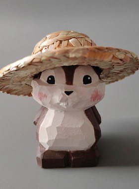 神工巧匠丨卡通鼠手工木雕摆件 实木雕刻生日礼物解压桌面小摆件