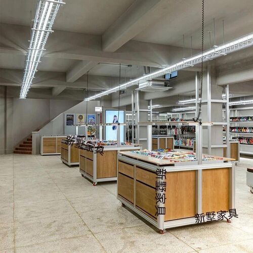 简约铝型材流f水台摆台吧台桌收银台店铺展示柜台前台接待台定制