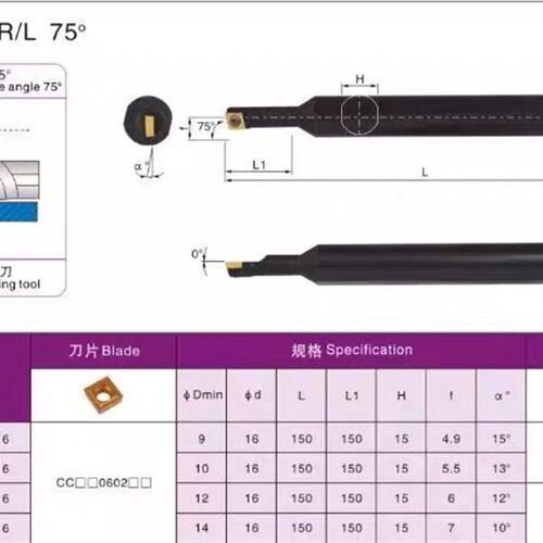 75度内孔刀杆S07K/S08K/S10K/S12M-SCKCR06-A16钝角大小柄镗孔刀