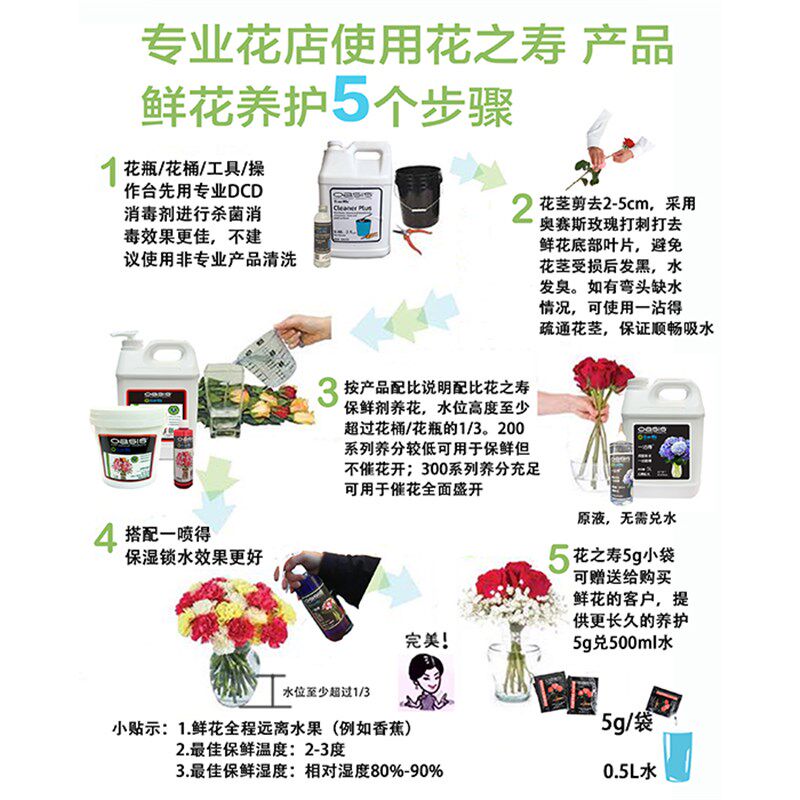 【包邮】花之寿?免切养料小袋100袋保鲜剂采后处理鲜花保鲜
