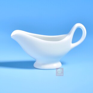 纯白陶瓷酱汁碟 带把番茄酱沙拉酱汁船 西餐牛排汁斗 汁盅 味汁杯