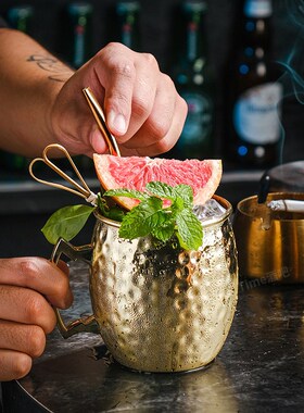 莫斯科骡子杯酒吧不锈钢鸡尾酒杯锤点铜杯moscow mule金属酒杯子