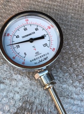 径向双金属温度计 wss-411 0-200度 摄氏度华氏度 尾长10cm100mm