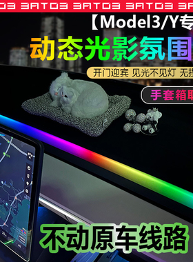 特斯拉model3/y仪表台流光氛围灯幻彩LED灯轮廓灯丫内饰改装配件