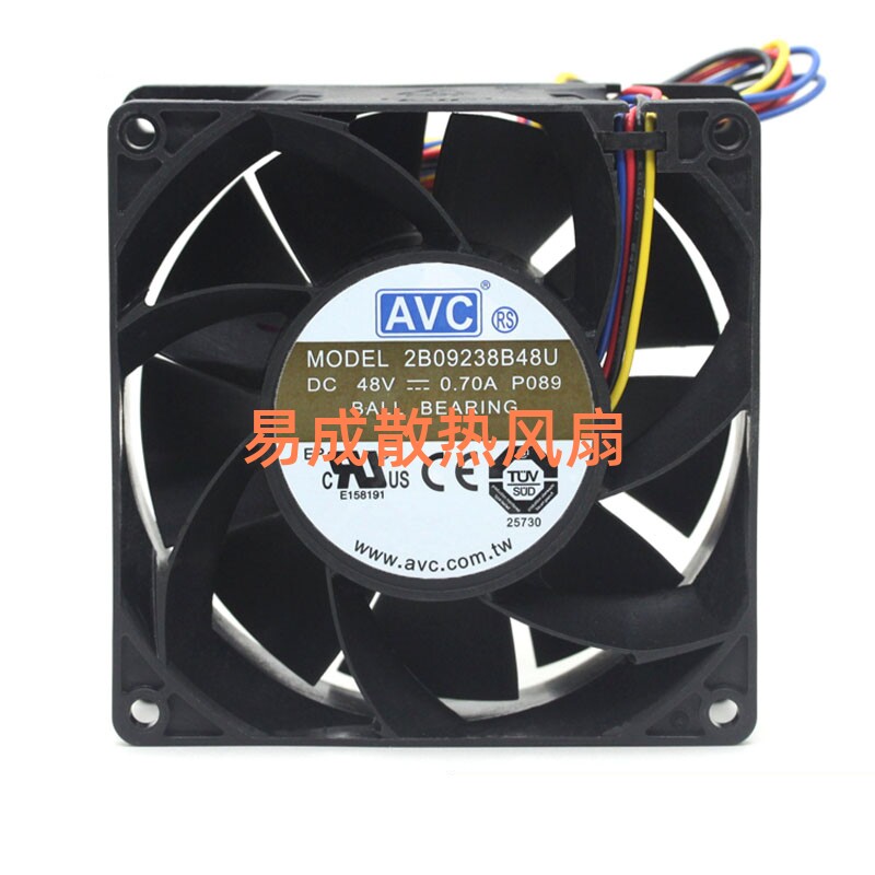 AVC 2B09238B48U 9038 48V 0.70A 9CM 4线 暴力 大风量变频器风扇 - 实物图
