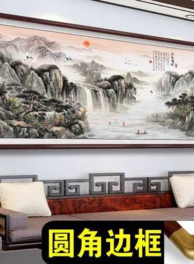 老2025新款流水生山水风景靠山财图挂画客墙壁装饰JJ865516板办公