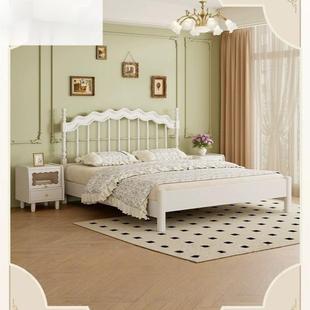 法式 实木床奶油风大白色温莎床1.8米单主卧床1.5m小户型KUB公人主