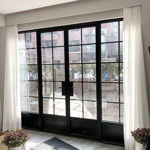 法式古门43卫复间法生式古极窄老钢窗防盗格子门轻奢复进户门透光