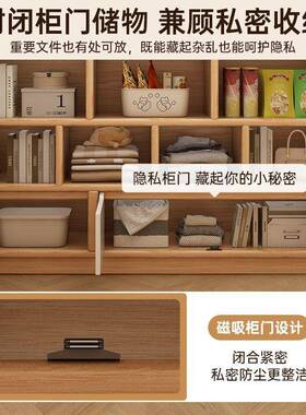 中古风书架落地置架物卧室一体靠床尾墙收YUB纳子长条架柜储物柜书柜